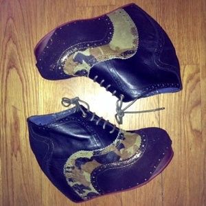 Irregular Choice Angel Camo Wedge Women Sz 9.5 NEW